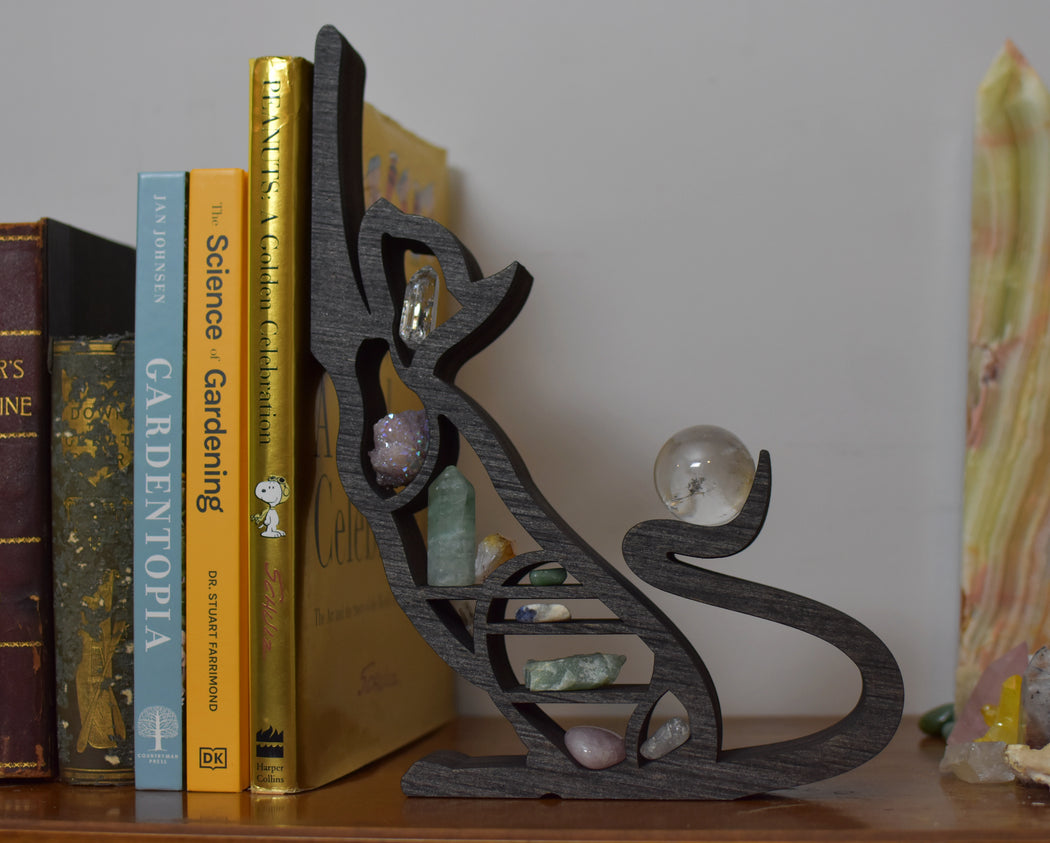 *Made To Order* Dark Brown Cat Stretching Book Ends And Corner Display