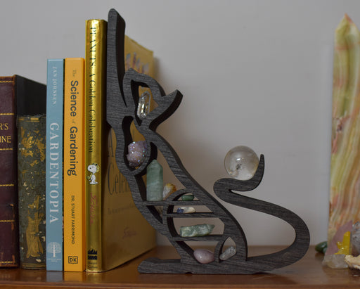 *Made To Order* Dark Brown Cat Stretching Book Ends And Corner Display