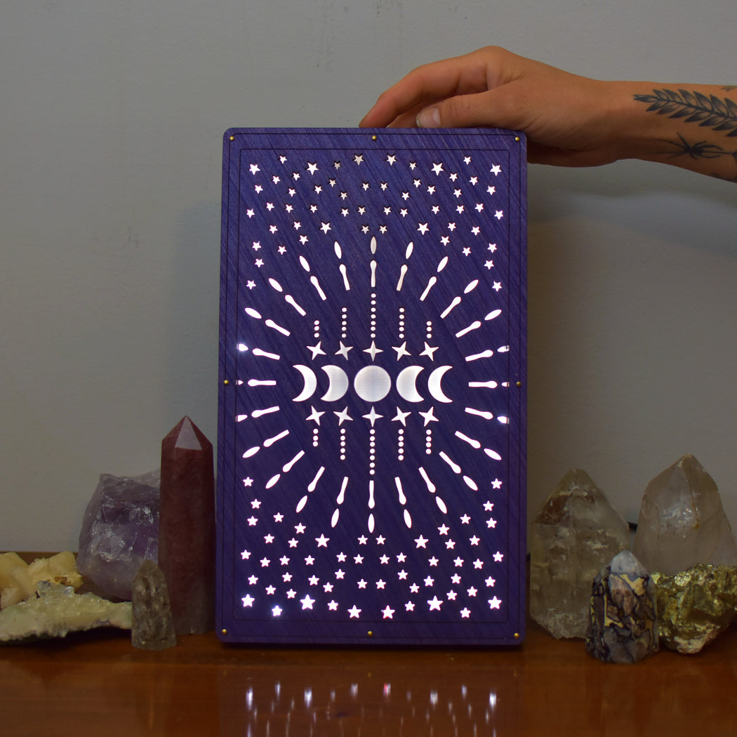 *Retiring - Made To Order* Purple Moon Phases Illuminated Luminous Lamp Poster