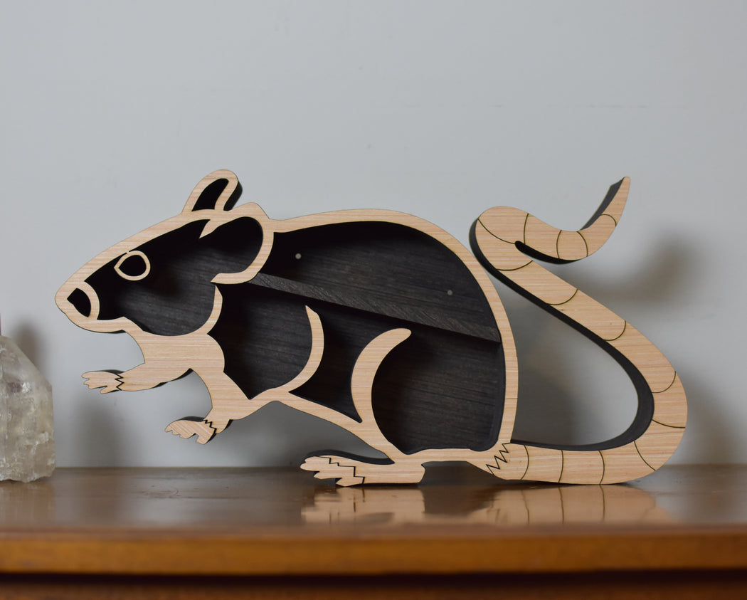 *Made To Order* Rat Wood Carving and Crystal Shelf