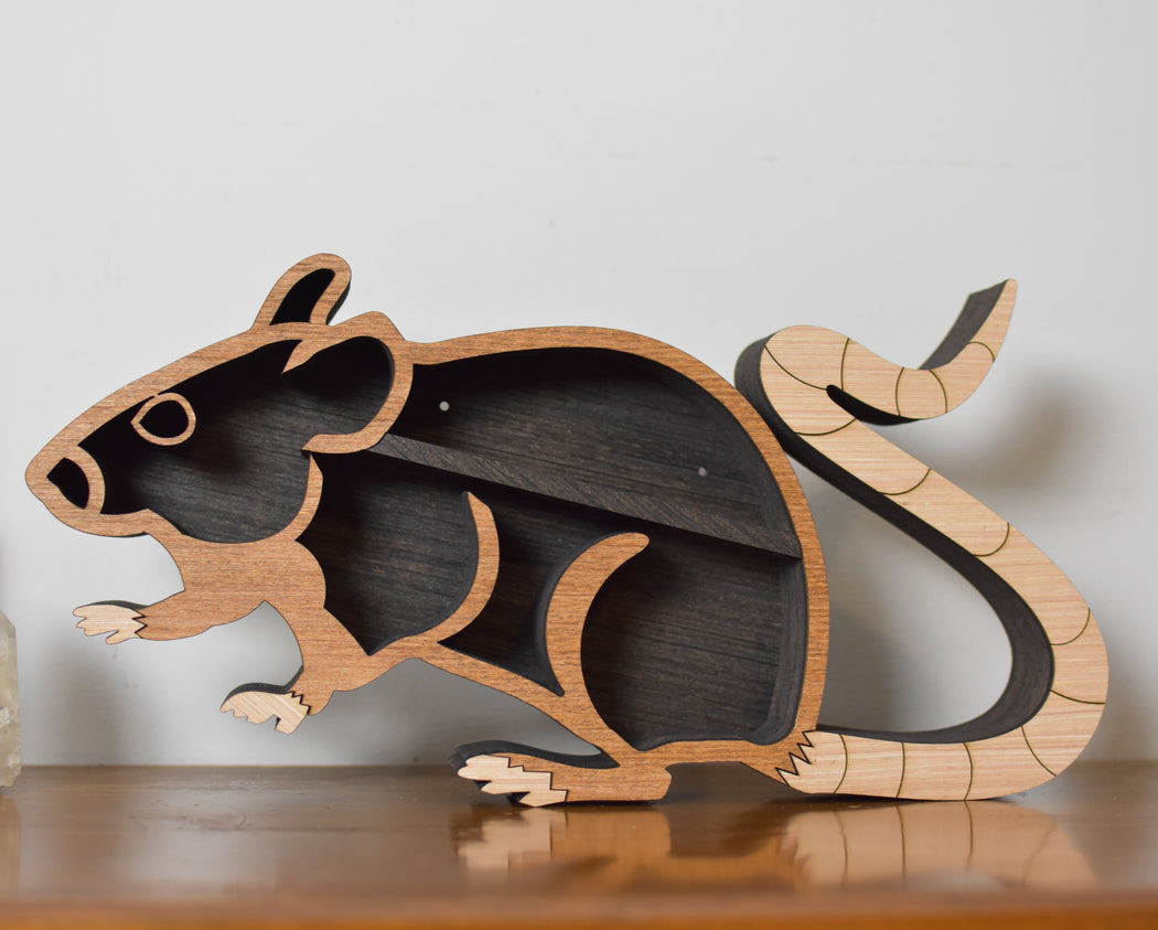 *Made To Order* Rat Wood Carving and Crystal Shelf