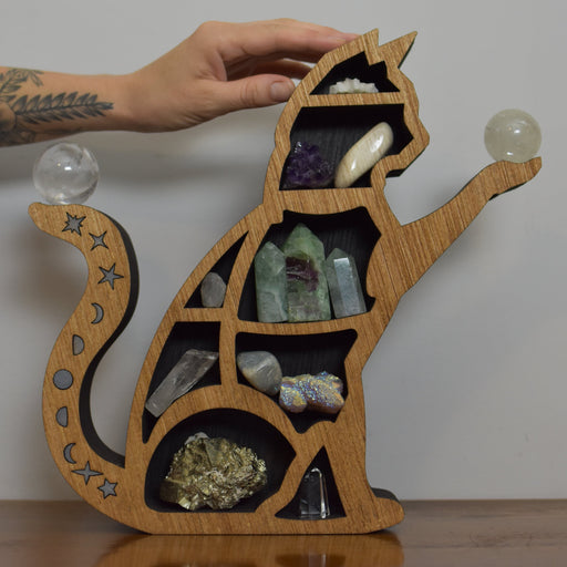 *Holiday Discount Deal #2* Reaching Celestial Cat Shelf and Wood Carving