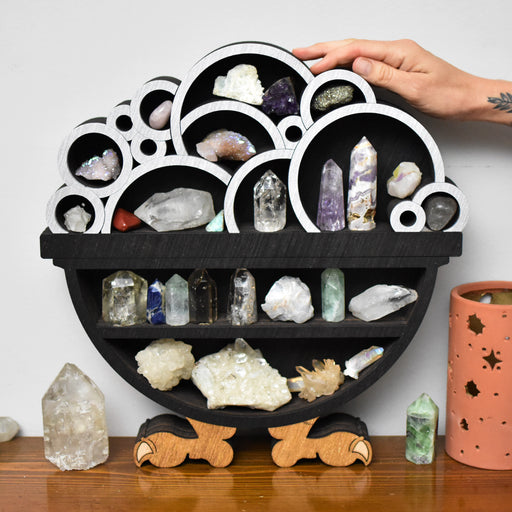 *Made To Order* Limited Edition Monster Feet Bubbling Cauldron Wooden Crystal Display Shelf