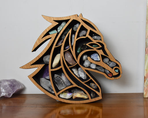 *Made To Order* Medium Size Almond Horse Wall Hanging Crystal Shelf