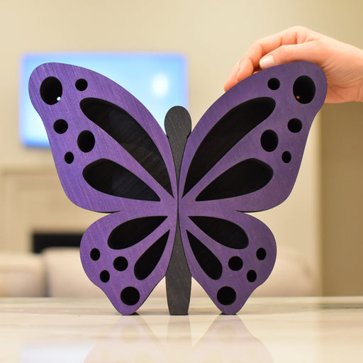 *Made to Order* Standing Butterfly-Shaped Wood Carving and Crystal Shelf