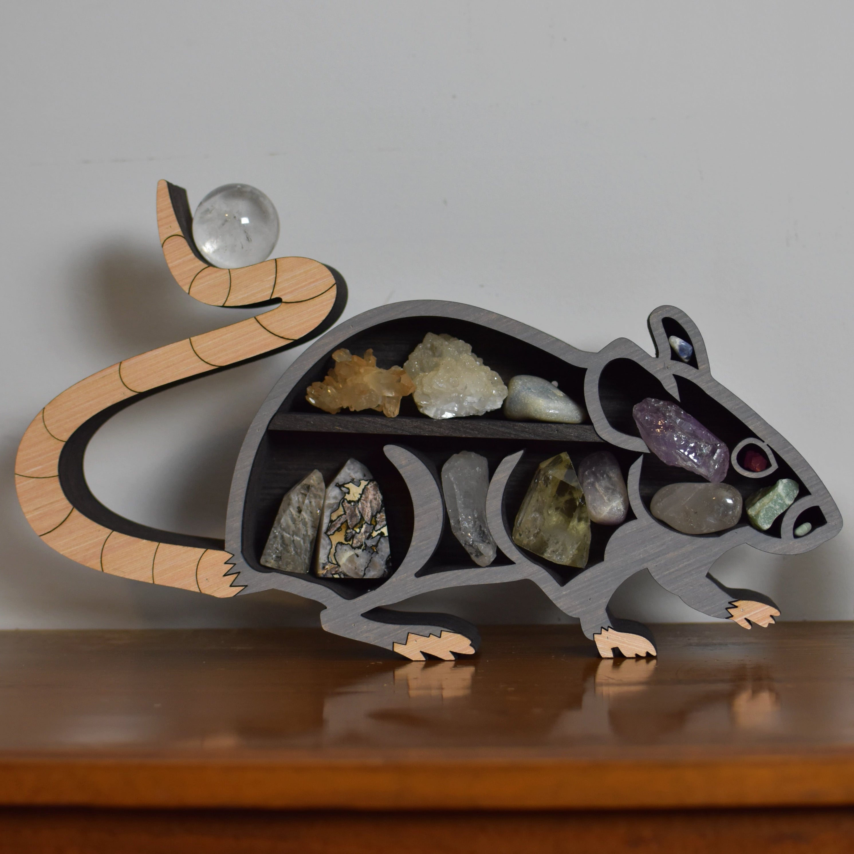 *Ready To Ship* Rat Wood Carving and Crystal Shelf — J DREW Fabrication