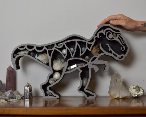 *Made To Order* T-Rex Wood Carving and Crystal Shelf