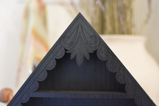 Scalloped Cottage Cabinet - Black With Hinged Door