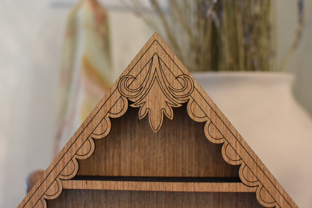 Scalloped Cottage Cabinet - Light Brown With Hinged Door