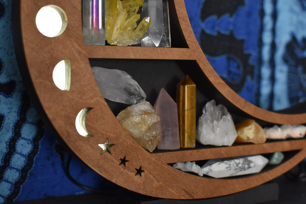 *Ready To Ship* Almond Brown Illuminated Crescent Moon Shelf