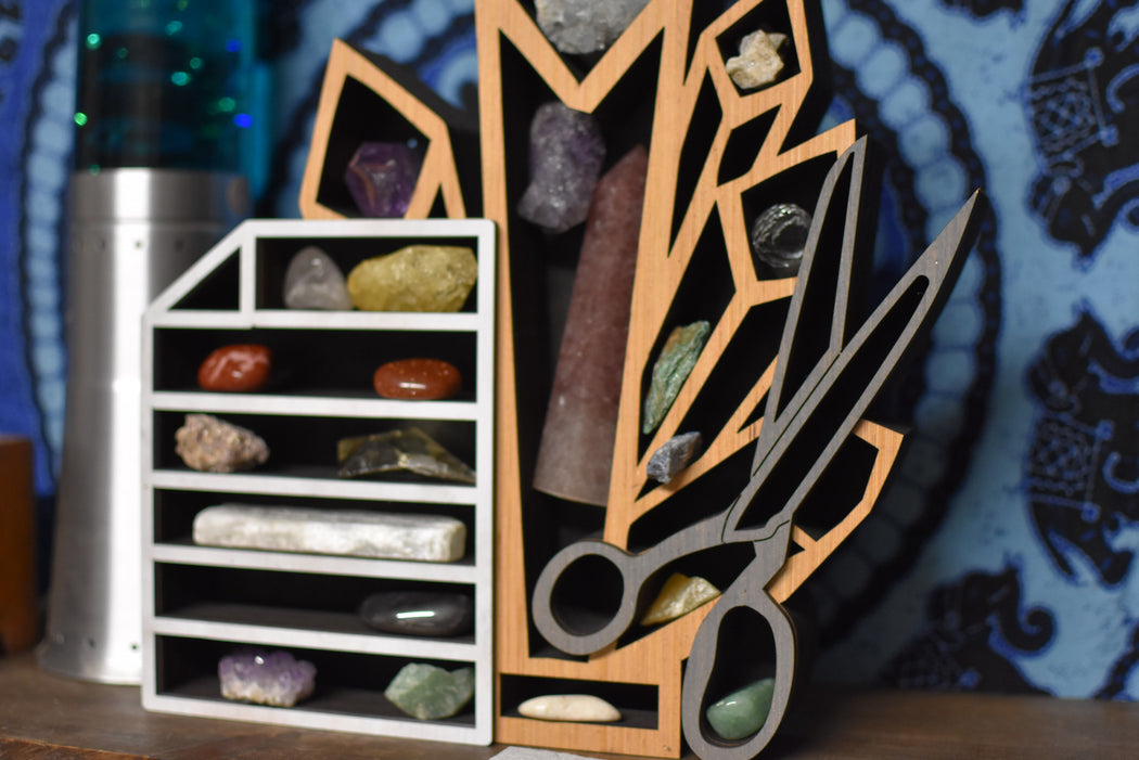 *Made To Order* Rock Paper Scissors Limited Run Wooden Crystal Display Shelf