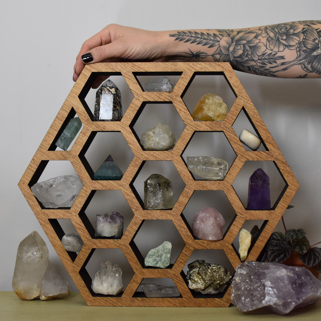 *Made To Order* Honeycomb Hexagon Backless Crystal Shelf