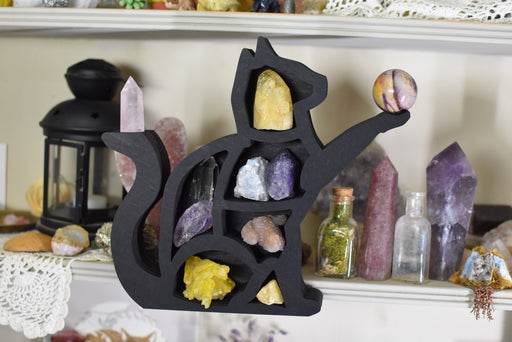 *Made To Order* Cat Raised Paw Floating Crystal Shelf