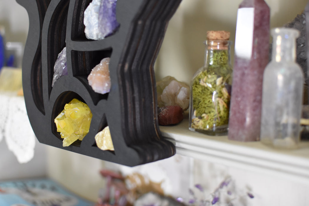 *Made To Order* Cat Raised Paw Floating Crystal Shelf