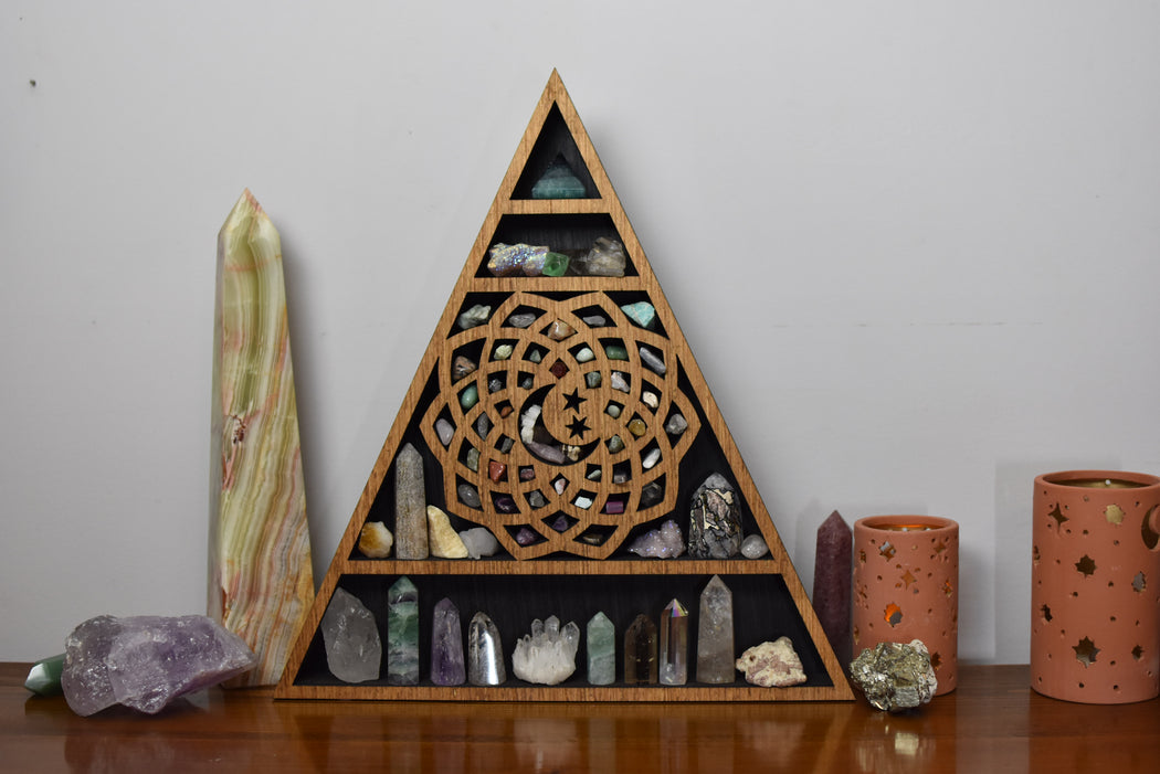 *Made To Order* Mandala Triangle Crystal Shelf