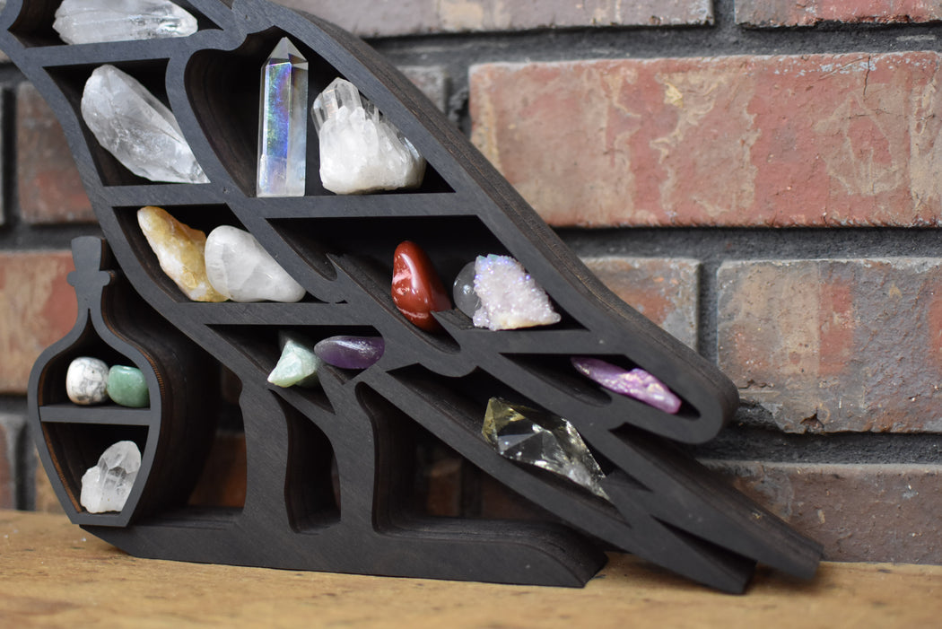 *Made To Order * Crow Bottle Shelf and Wood Carving
