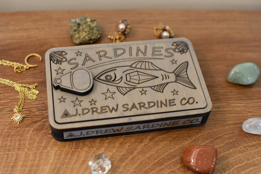 Wooden Sardine Can Box - Gray
