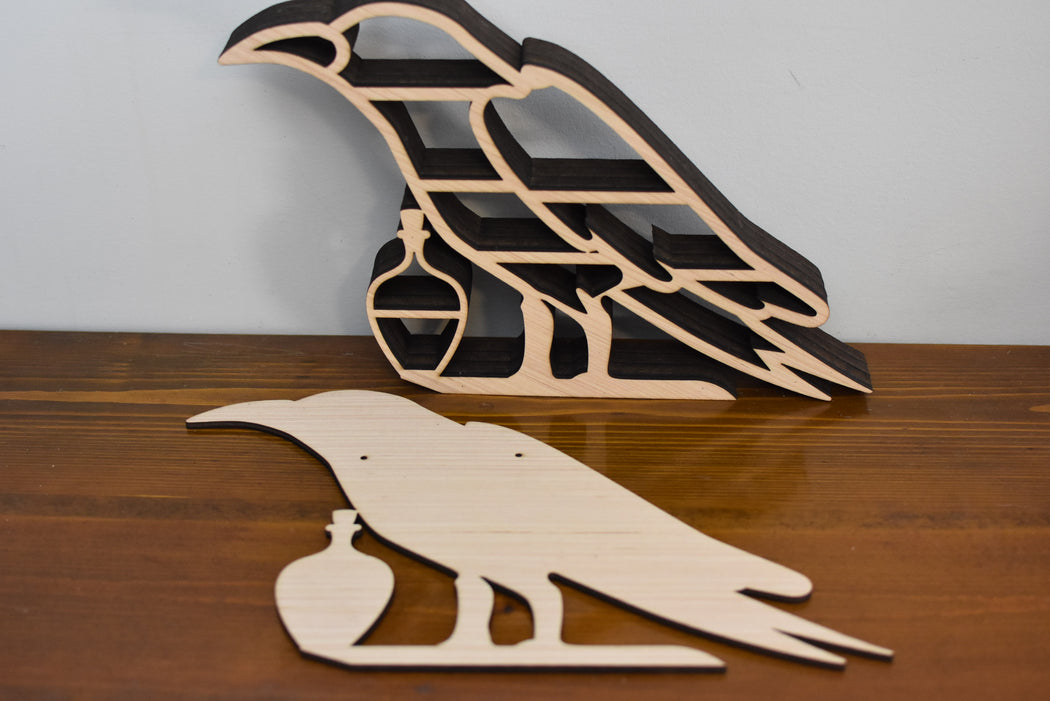*Made To Order* Unfinished Crow And Bottle Shelf