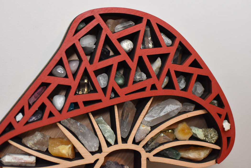 *Made To Order* Fractal Red Mushroom Shelf and Wood Carving
