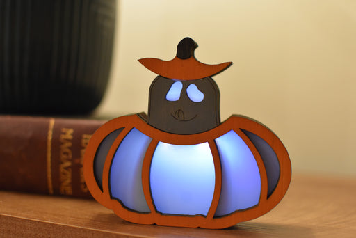 Pumpkin With A Hungry Ghost Mini Lamp - Made To Order