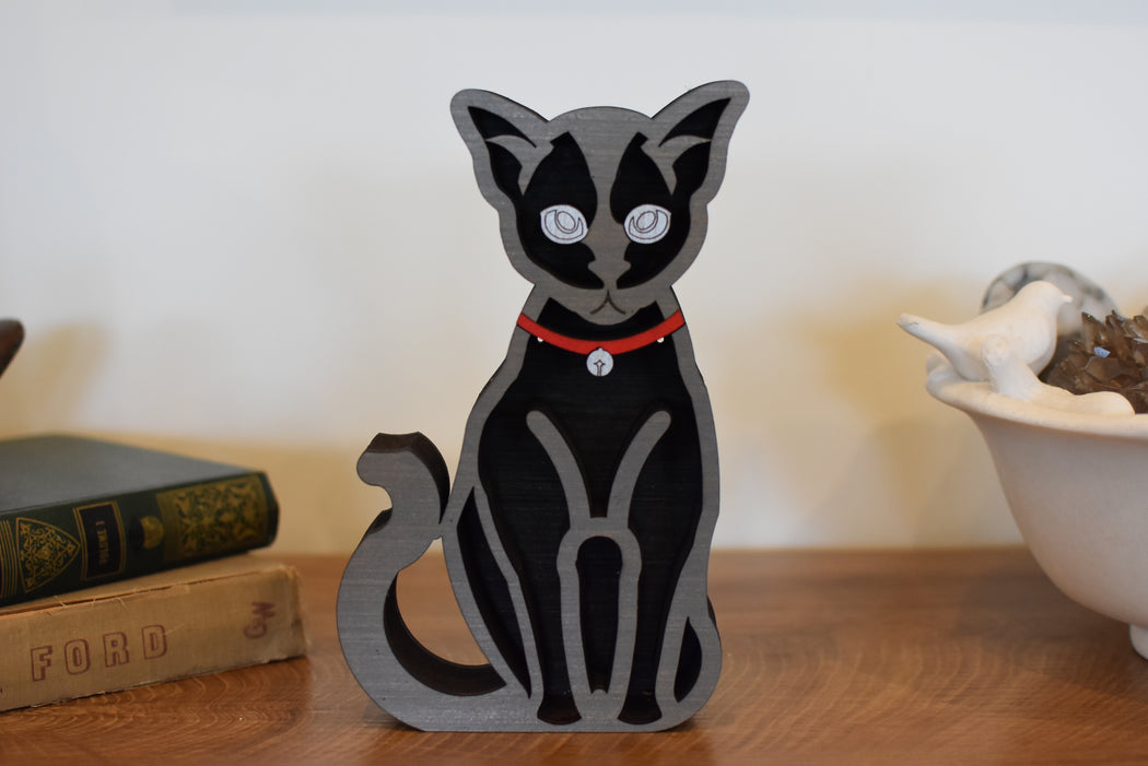 *Made To Order* Petite Cat 2026 Wood Carving and Crystal Shelf