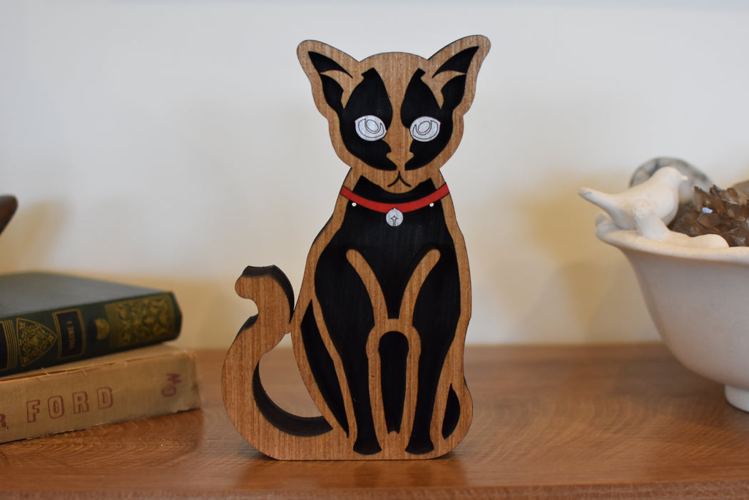 *Made To Order* Petite Cat 2026 Wood Carving and Crystal Shelf