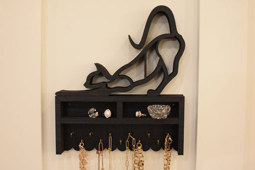 Stretching Cat Jewelry and Key Hook Shelf - Three Colors