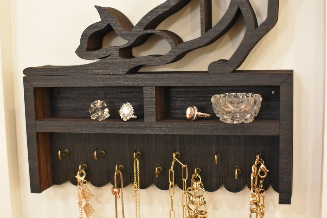 Stretching Cat Jewelry and Key Hook Shelf - Three Colors