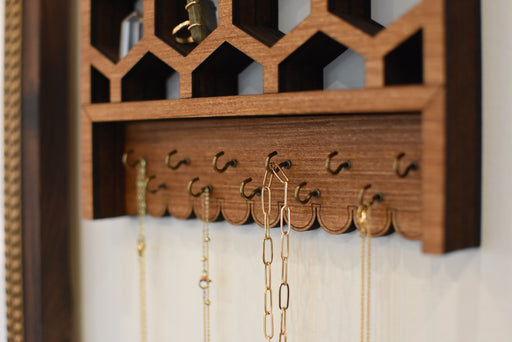 Honeycomb Style Jewelry and Key Hook Shelf