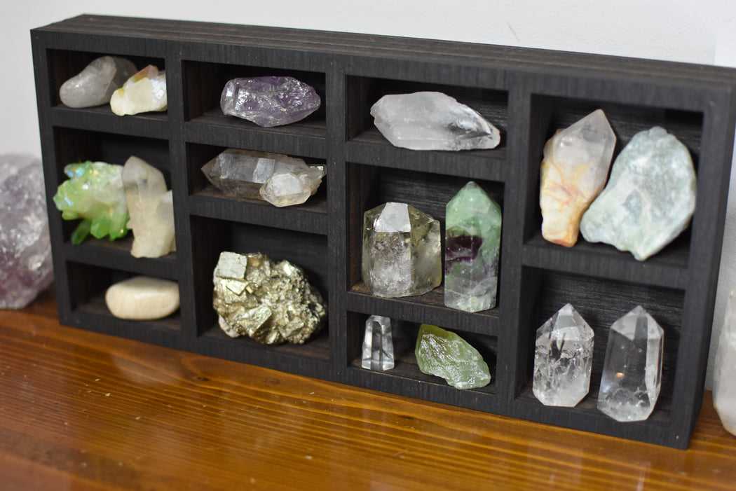 *Made To Order* Dark Brown Rectangle Printer Box Style Crystal Shelf