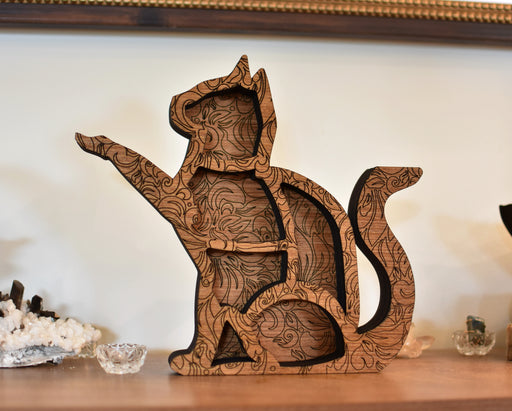 Limited Run Tattooed Cat Raised Paw Crystal Shelf 1-20