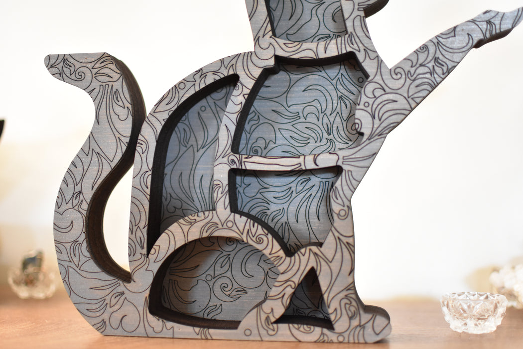 Limited Run Tattooed Cat Raised Paw Crystal Shelf 1-20