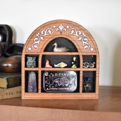 Wooden Inlaid Apothecary Trinket Shelf - 24hr Design Ends 5/23 at Noon - Almond Brown