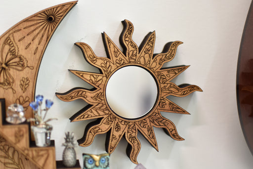 Leafy Engraved Crescent Moon & Sun Stair Shelf - Limited Edition