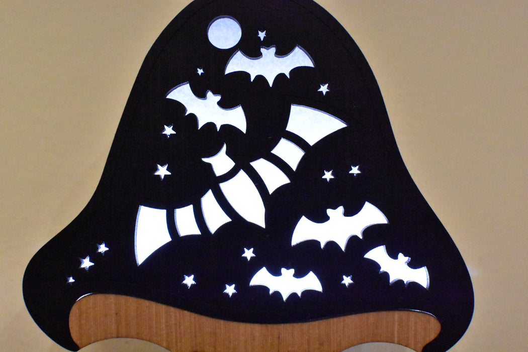 Spooky Season Mushroom Bat Lamp & Shelf - Halloween
