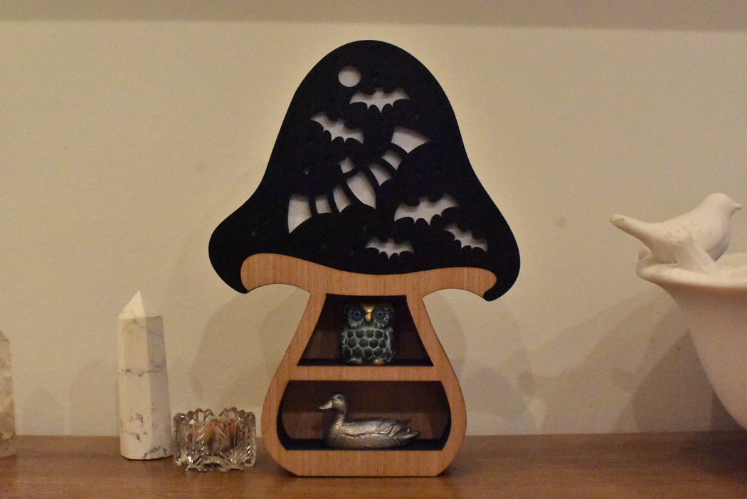 Spooky Season Mushroom Bat Lamp & Shelf - Halloween