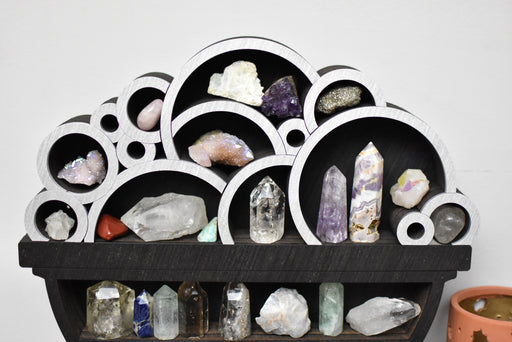 *Made To Order* Limited Edition Monster Feet Bubbling Cauldron Wooden Crystal Display Shelf