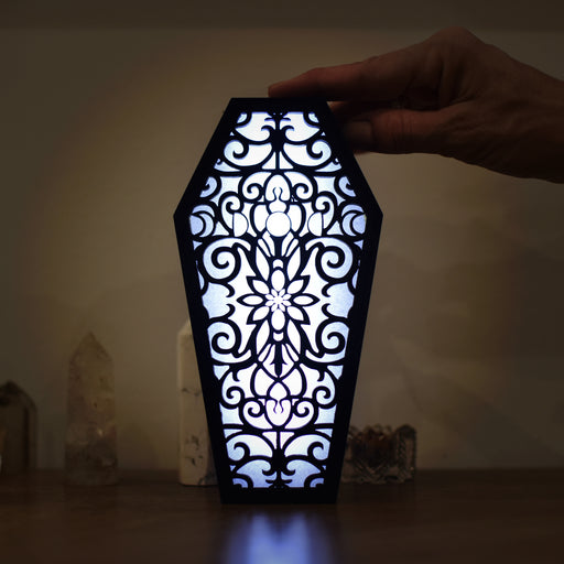 Moon Phases Lacy Coffin Lamp