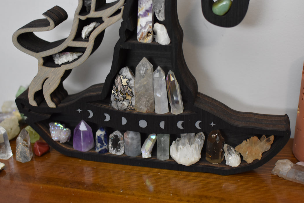 *Made To Order* Witchy Hat and Cat Shaped Crystal Shelf