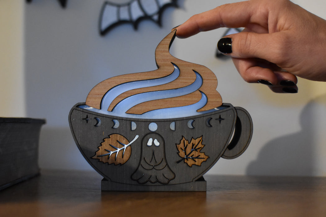 Autumn Ghost Coffee Mug Mini Lamp - Made To Order