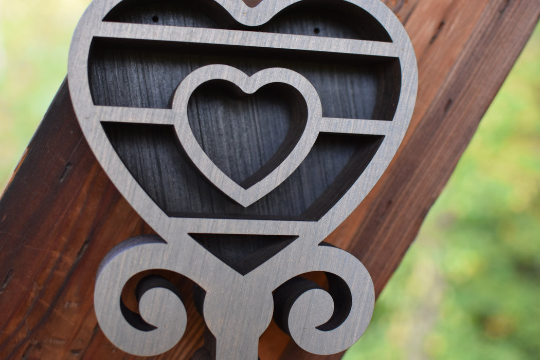 *Made To Order* Heart Key Vertical Shelf and Wood Carving