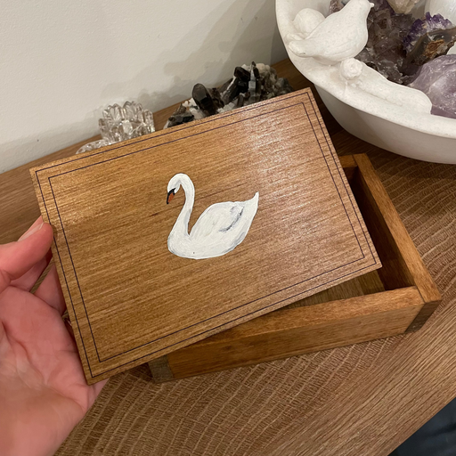 White Swan - Hand Painted Wooden Box