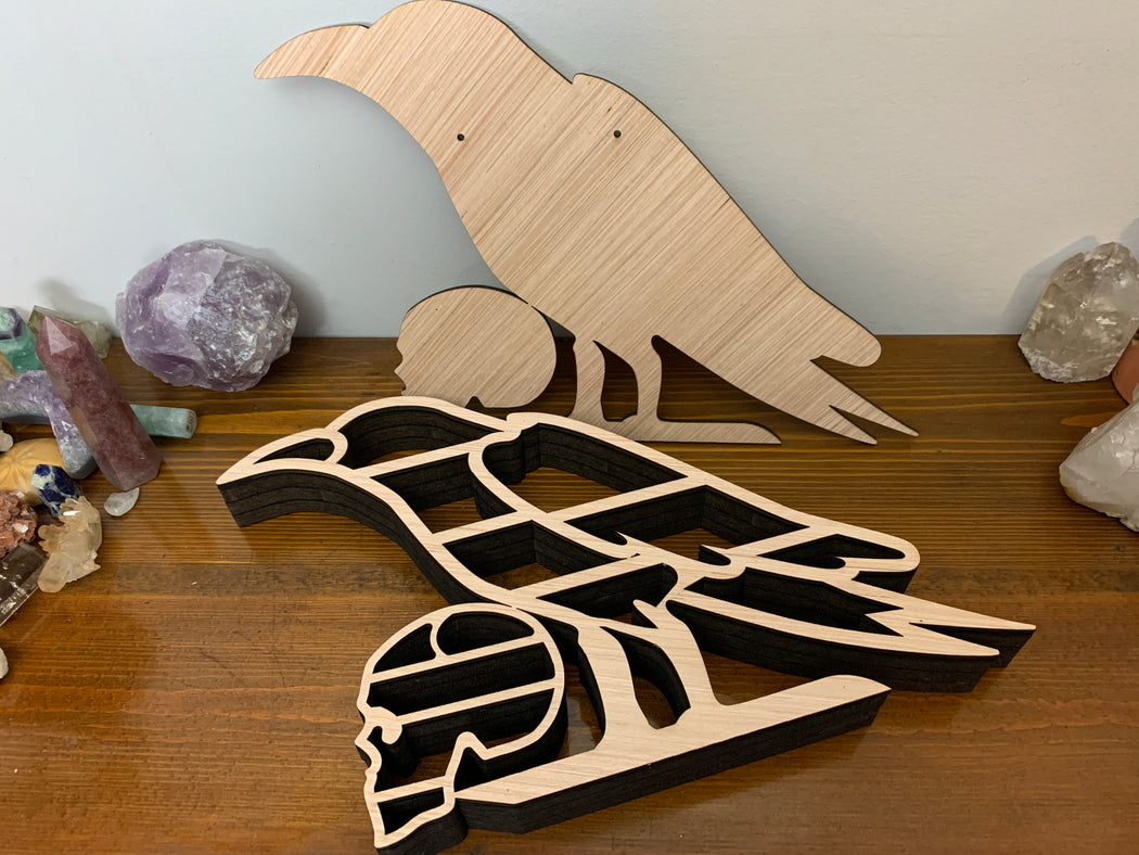 *Made To Order* Unfinished Crow & Skull Shelf