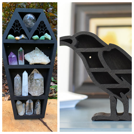 *Ready To Ship!* Spooky Coffin + Raven Shelf