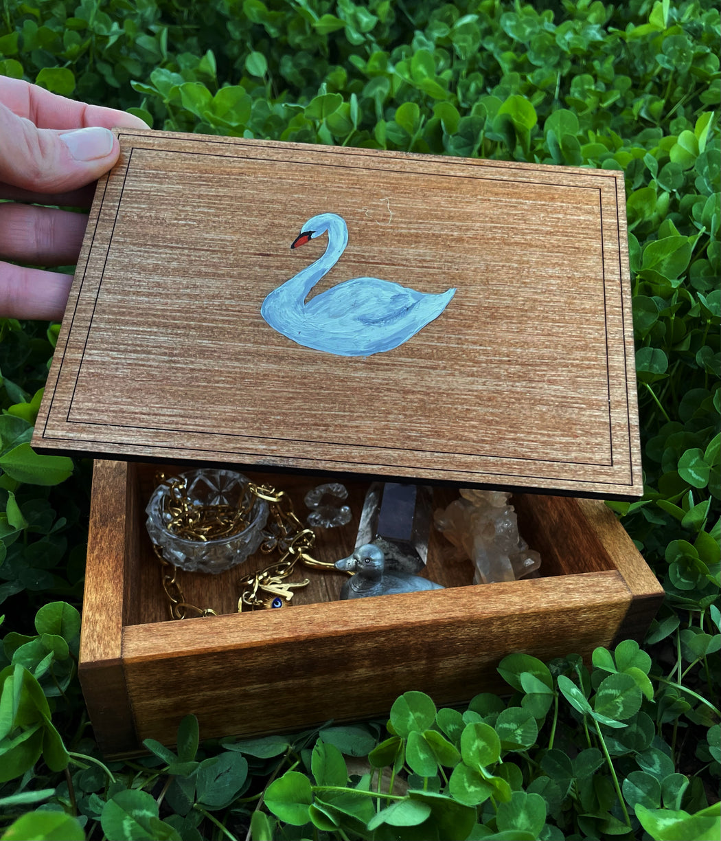 White Swan - Hand Painted Wooden Box