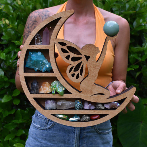 *Made To Order* Almond Light Brown Moon Faerie Shelf and Wood Carving