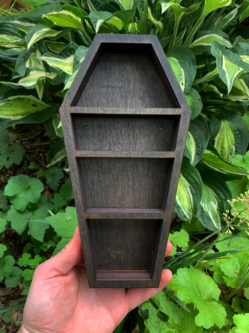 Petite Coffin Carving and Crystal Shelf