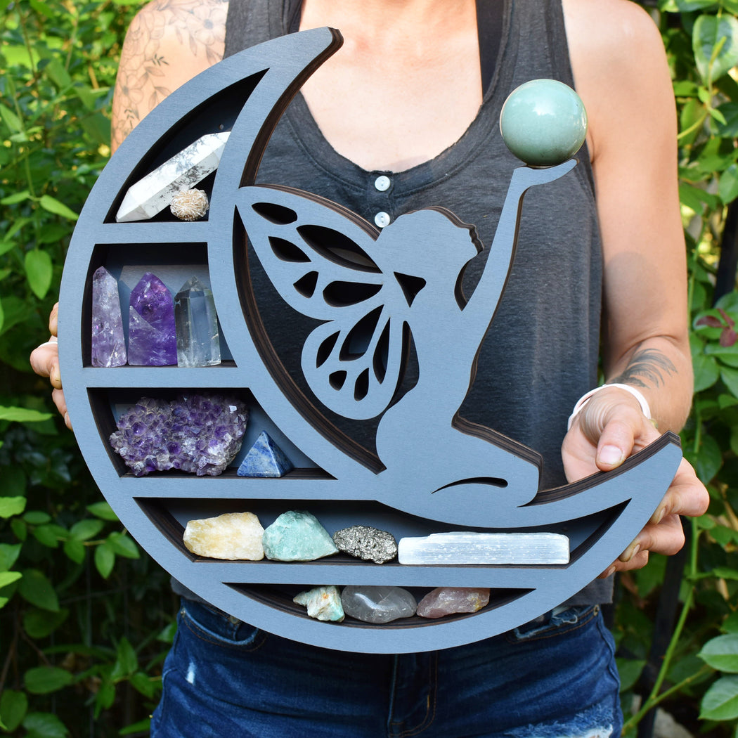 *Made To Order* Grey Moon Faerie Shelf and Wood Carving
