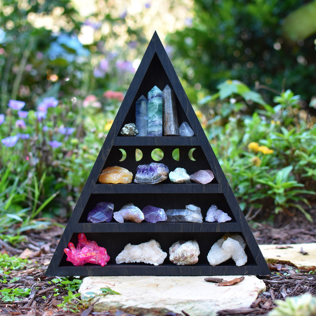 *Made To Order* 10in. Moon Phases Triangle Crystal Shelf