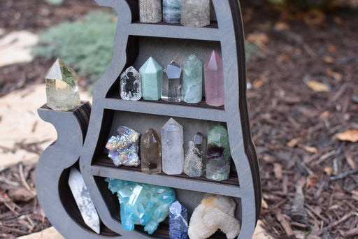 *Made To Order* Grey Sitting Cat Shaped Crystal Shelf